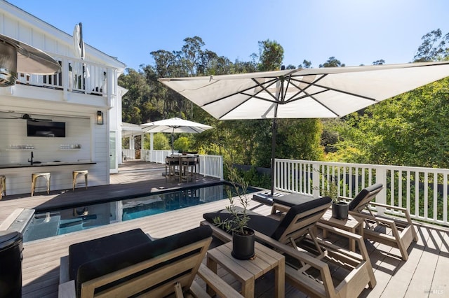view of pool with a deck