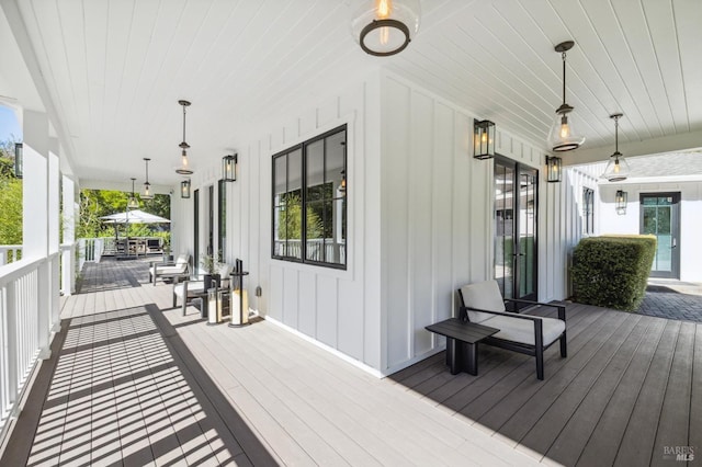 deck with a porch