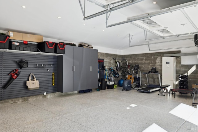 garage featuring recessed lighting