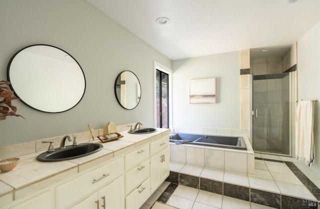155 Hidden Valley Ln, San Anselmo, CA 94960 - bathroom with a bath, double vanity, a sink, and a stall shower