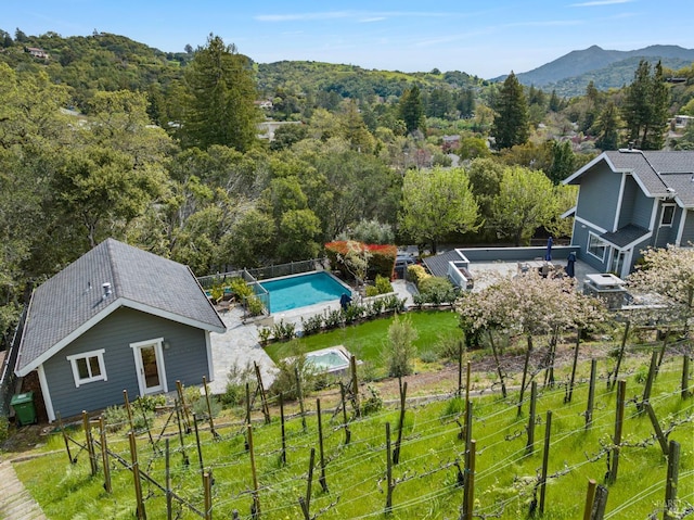 155 Hidden Valley Ln, San Anselmo, CA 94960 - view of pool with a forest view, fence, a mountain view, and a fenced in pool