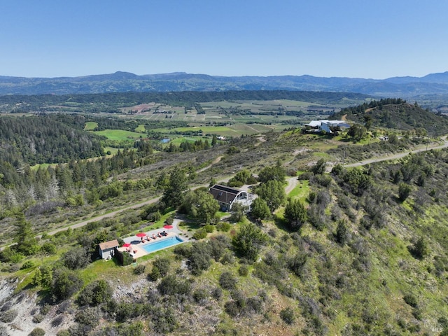 aerial view with a mountain view