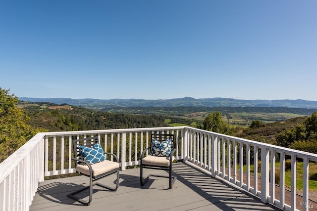 deck featuring a mountain view