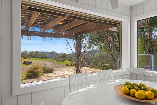 exterior space with a pergola
