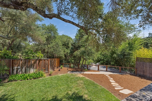 view of yard featuring a fenced backyard