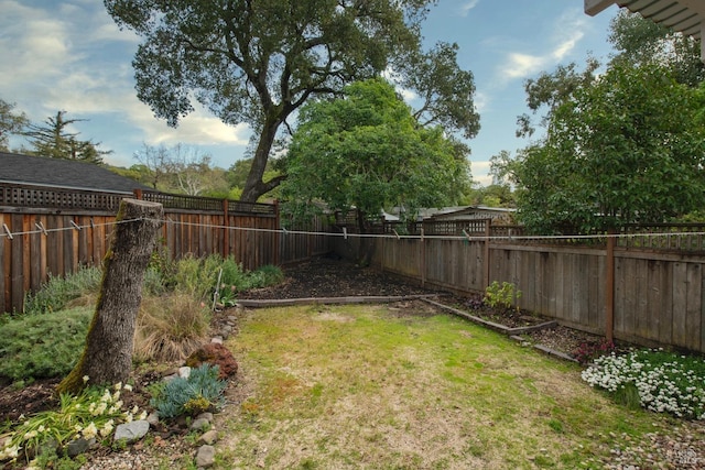 view of yard featuring a fenced backyard