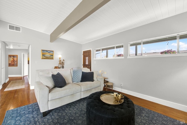 148 Kerns Ct, Napa, CA 94558 - living area with baseboards, wood finished floors, and wood ceiling with exposed beams