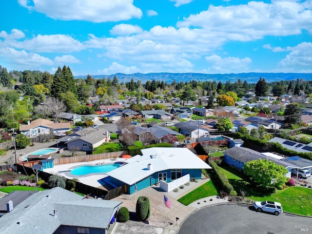 148 Kerns Ct, Napa, CA 94558 - aerial view of residential area with a pool and mountains