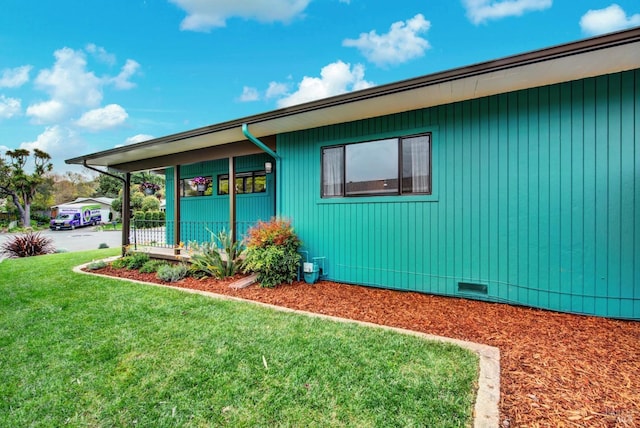 148 Kerns Ct, Napa, CA 94558 - view of property exterior with a yard, crawl space, and a porch