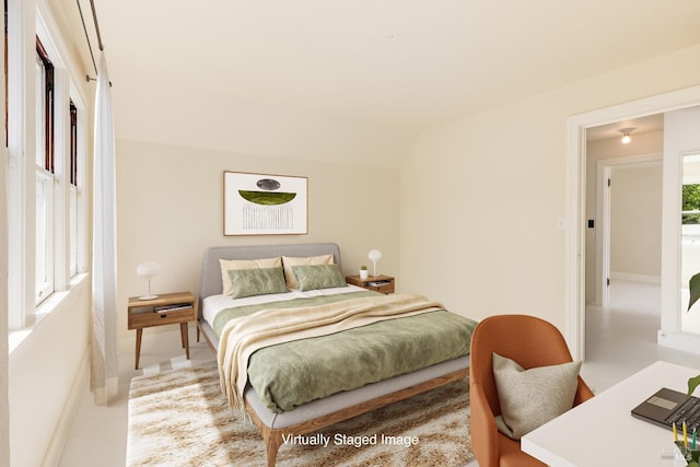 331 1st St, Healdsburg, CA 95448 - bedroom with vaulted ceiling and baseboards