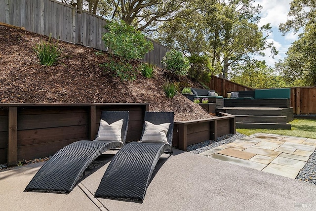 view of patio / terrace featuring a fenced backyard