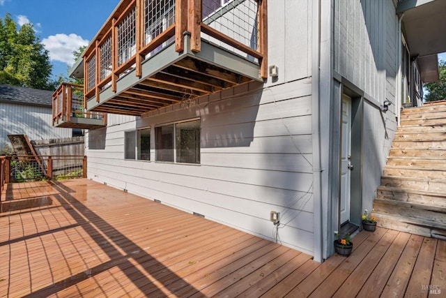 wooden deck with stairs
