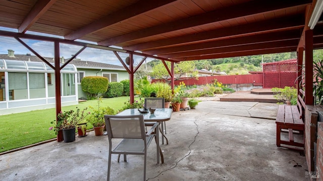 view of patio / terrace with a fenced backyard and outdoor dining area