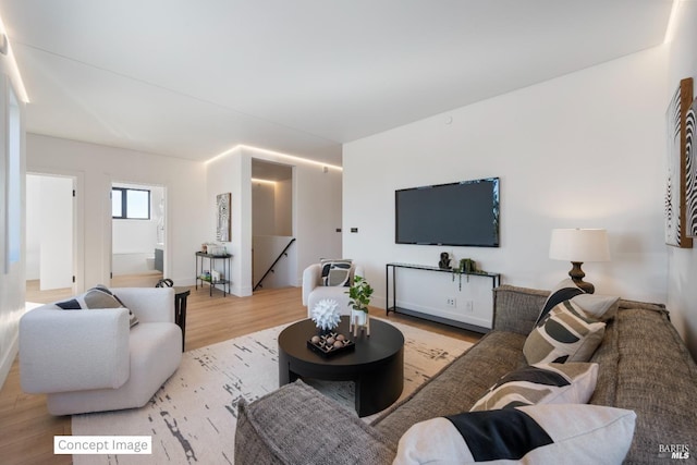 living room with wood finished floors