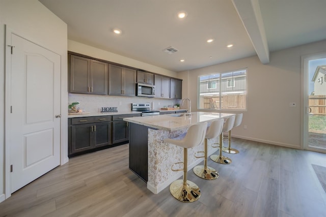 1108 Hiramatsu Ln, Winters, CA 95694 - kitchen featuring a sink, light wood finished floors, plenty of natural light, and appliances with stainless steel finishes