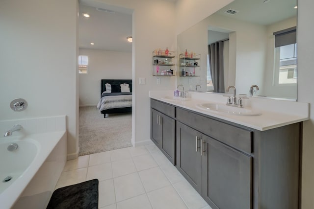 1108 Hiramatsu Ln, Winters, CA 95694 - ensuite bathroom with double vanity, a bath, visible vents, and a sink
