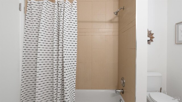 317 Olema Rd, Fairfax, CA 94930 - bathroom with toilet and shower / bathtub combination with curtain