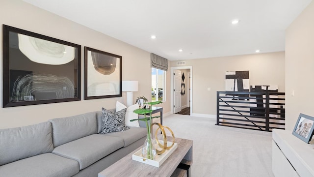 1096 Fiano Pl, Manteca, CA 95337 - living room featuring light carpet, recessed lighting, and baseboards