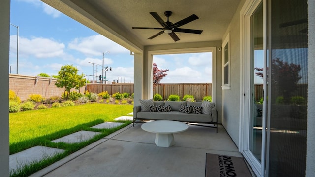 1096 Fiano Pl, Manteca, CA 95337 - view of patio with ceiling fan and outdoor lounge area