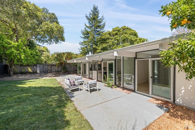 view of yard featuring a fenced backyard and a patio