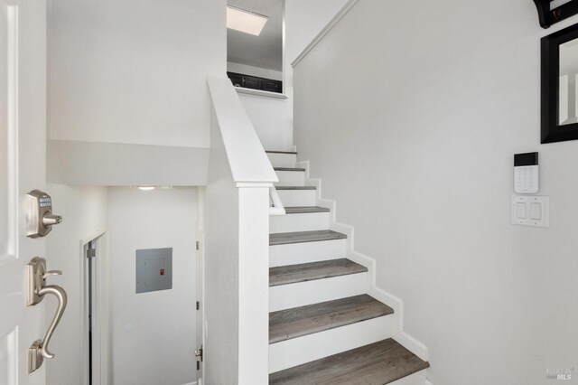 stairway with baseboards