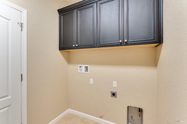 8568 Pinehollow Cir, Discovery Bay, CA 94505 - washroom with hookup for an electric dryer, hookup for a washing machine, cabinet space, hookup for a gas dryer, and baseboards