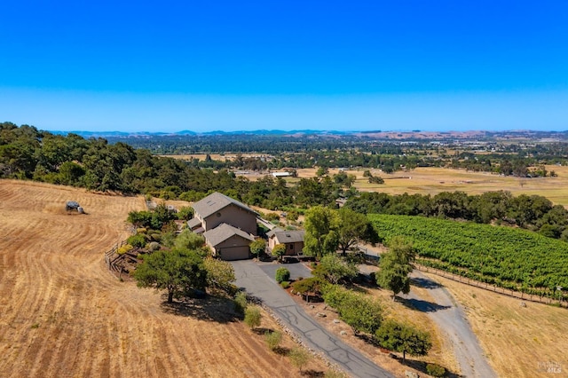 bird's eye view with a rural view