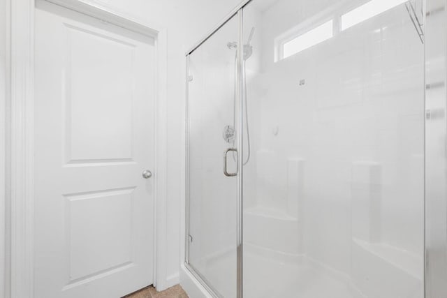 bathroom featuring a shower stall