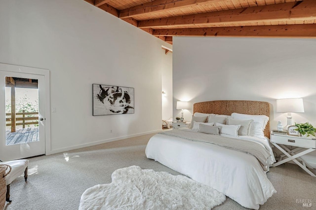 70 Black Log Rd, Kentfield, CA 94904 - bedroom featuring wooden ceiling, carpet floors, access to outside, and baseboards
