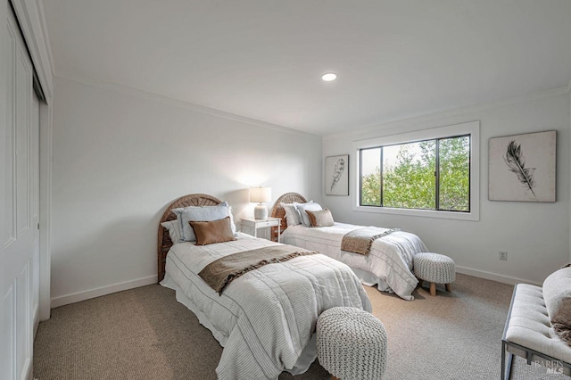 70 Black Log Rd, Kentfield, CA 94904 - bedroom featuring carpet floors, baseboards, crown molding, and recessed lighting