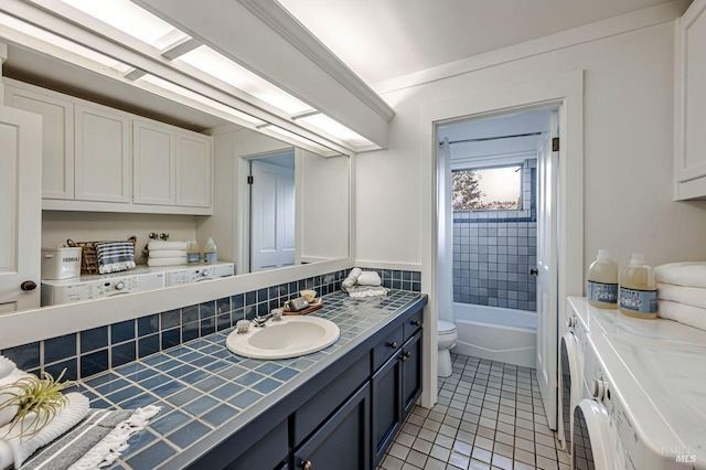 70 Black Log Rd, Kentfield, CA 94904 - full bathroom featuring vanity, tile patterned floors, toilet, and tub / shower combination