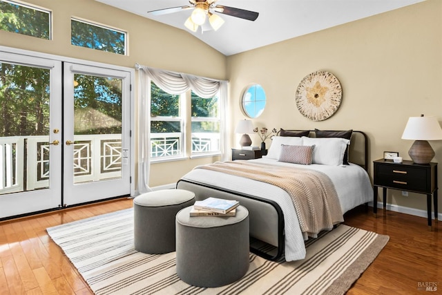 2909 Quail Hollow Dr, Fairfield, CA 94534 - bedroom featuring ceiling fan, lofted ceiling, access to outside, and wood finished floors