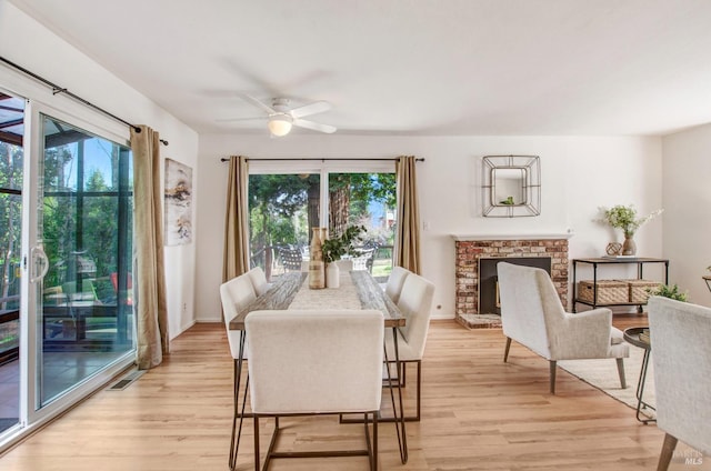 361 Neva St, Sebastopol, CA 95472 - dining room featuring a healthy amount of sunlight, a ceiling fan, and light wood finished floors
