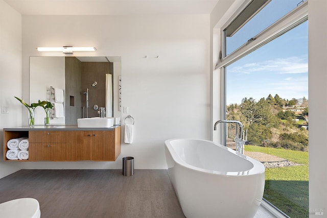 505 Dusty Ln, Sebastopol, CA 95472 - full bath with vanity, a soaking tub, and a shower