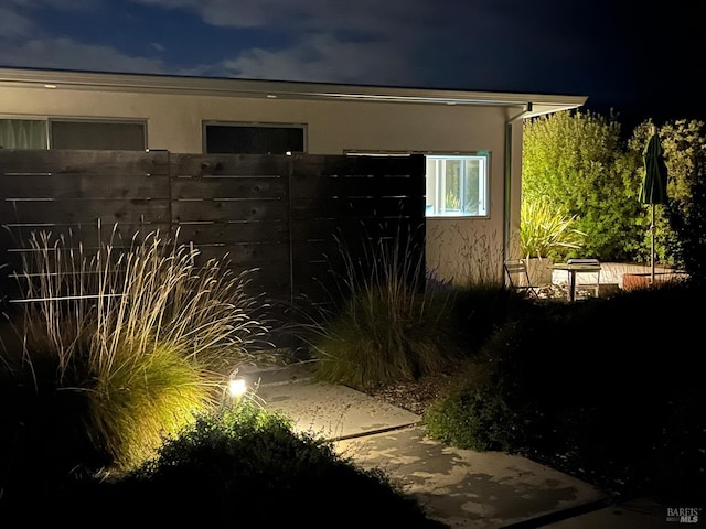 505 Dusty Ln, Sebastopol, CA 95472 - property exterior at twilight with stucco siding