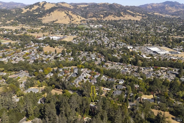 drone / aerial view with a mountain view