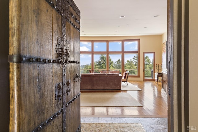 interior space featuring recessed lighting and light wood-type flooring