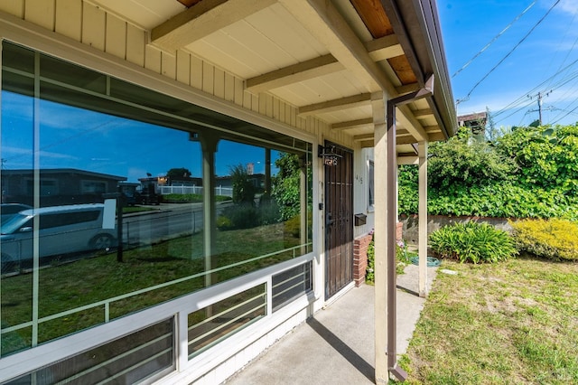 view of patio featuring fence