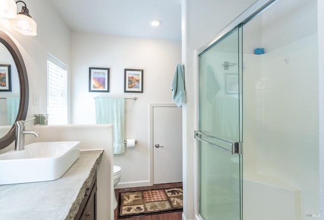 35725 Corinthians Way, Shingletown, CA 96088 - full bath featuring vanity, toilet, and a shower stall
