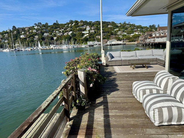 2 Beach Rd, Belvedere, CA 94920 - balcony featuring a water view and an outdoor hangout area