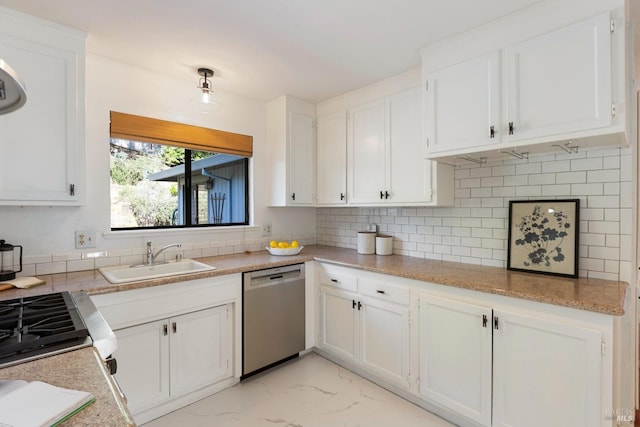 kitchen featuring recessed lighting, a tiled fireplace, visible vents, white cabinetry, and stainless steel dishwasher