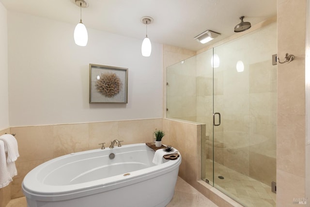 full bath featuring toilet, a stall shower, recessed lighting, and vanity