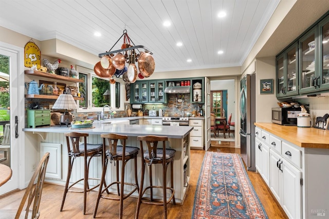 kitchen featuring a peninsula, a wealth of natural light, and stainless steel appliances