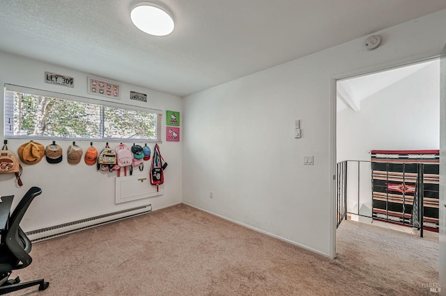 6482 Meadow Pines Ave, Rohnert Park, CA 94928 - office space featuring carpet floors, a textured ceiling, and a baseboard radiator