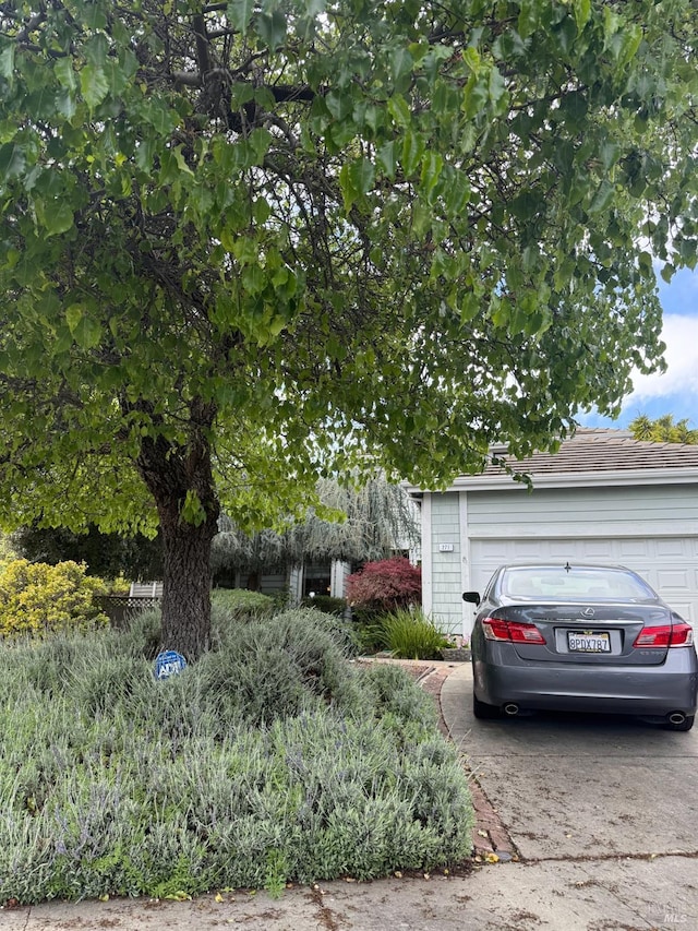exterior space featuring an attached garage and concrete driveway