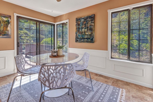 271 Antigua Way, Vallejo, CA 94591 - dining room with wainscoting, tile patterned flooring, and a decorative wall