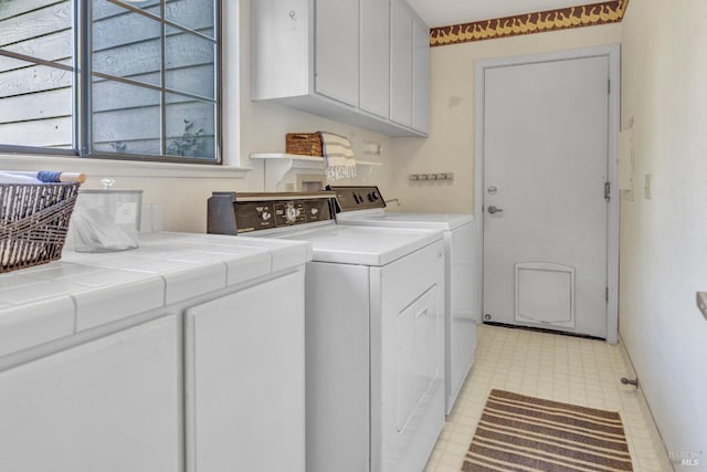 271 Antigua Way, Vallejo, CA 94591 - laundry area with cabinet space, washing machine and clothes dryer, light floors, and baseboards