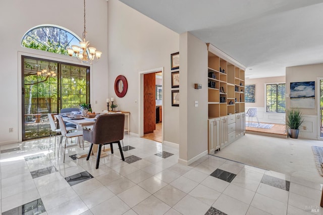 271 Antigua Way, Vallejo, CA 94591 - dining room with a chandelier, light tile patterned flooring, and baseboards