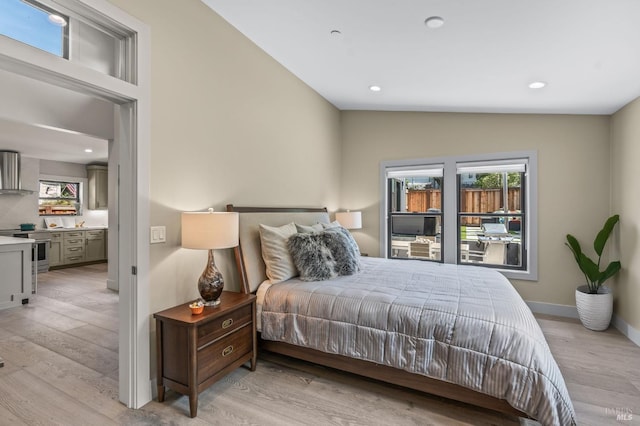 1108 Raymond Ave, Napa, CA 94559 - bedroom with recessed lighting, light wood-style flooring, baseboards, and lofted ceiling