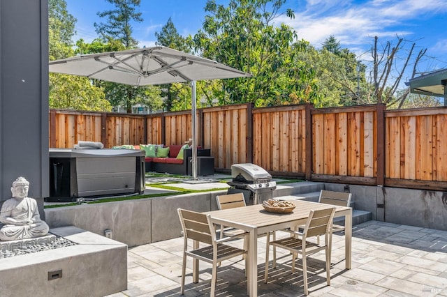 1108 Raymond Ave, Napa, CA 94559 - view of patio with grilling area, outdoor dining space, a fenced backyard, and outdoor lounge area